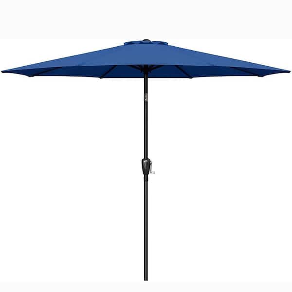 Unbranded 9 ft. Steel Market Outdoor Tilt Patio Umbrella in Blue with 8 Sturdy Ribs