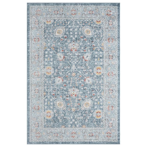 Blue 4 ft. x 6 ft. Anamica Bohemian/Electric Floral Durable Indoor/Outdoor Performance Area Rug