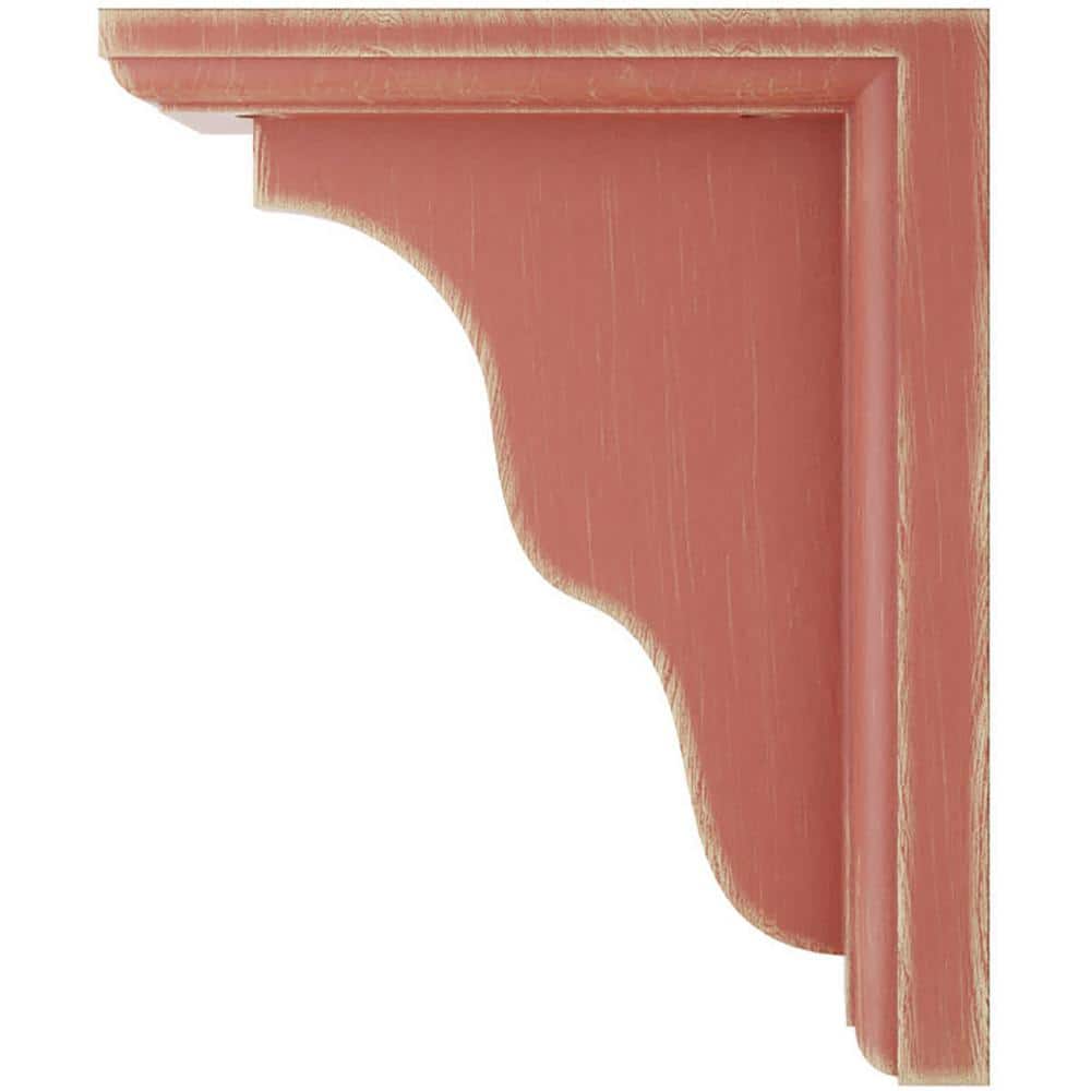 Salvage Red Distressed Wood Vintage Corbel Bracket