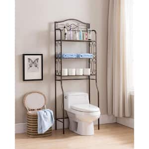 SignatureHome Finish Pewter Material Metal Toilet Storage Rack Flat End Shape Dimensions: 24 in. W x 12 in. D x 68 in. H