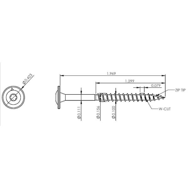 #8 x 2 in. Star Drive Low Profile Washer Head Cabinet Wood Screw (100-Piece per Pack)