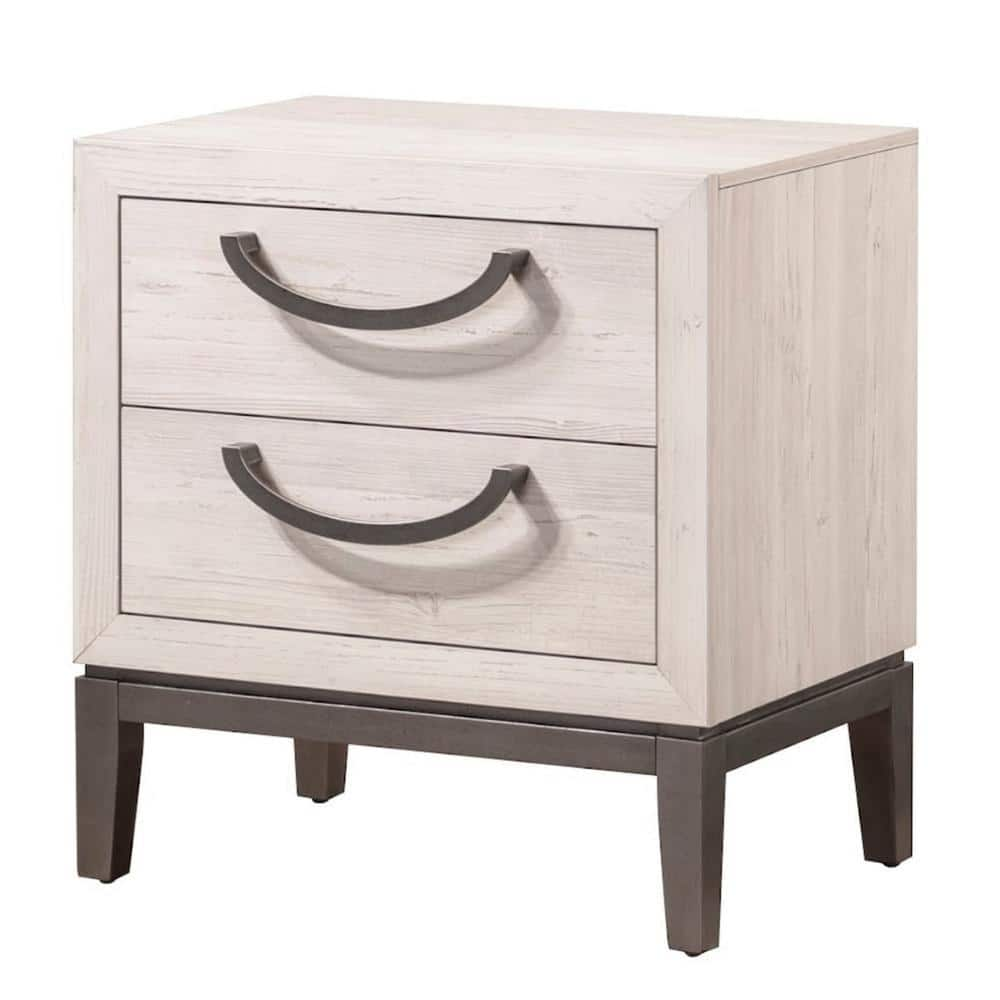 Benjara 23.6 In. Beige And Brown 2-Drawer Wooden Nightstand BM311814 ...