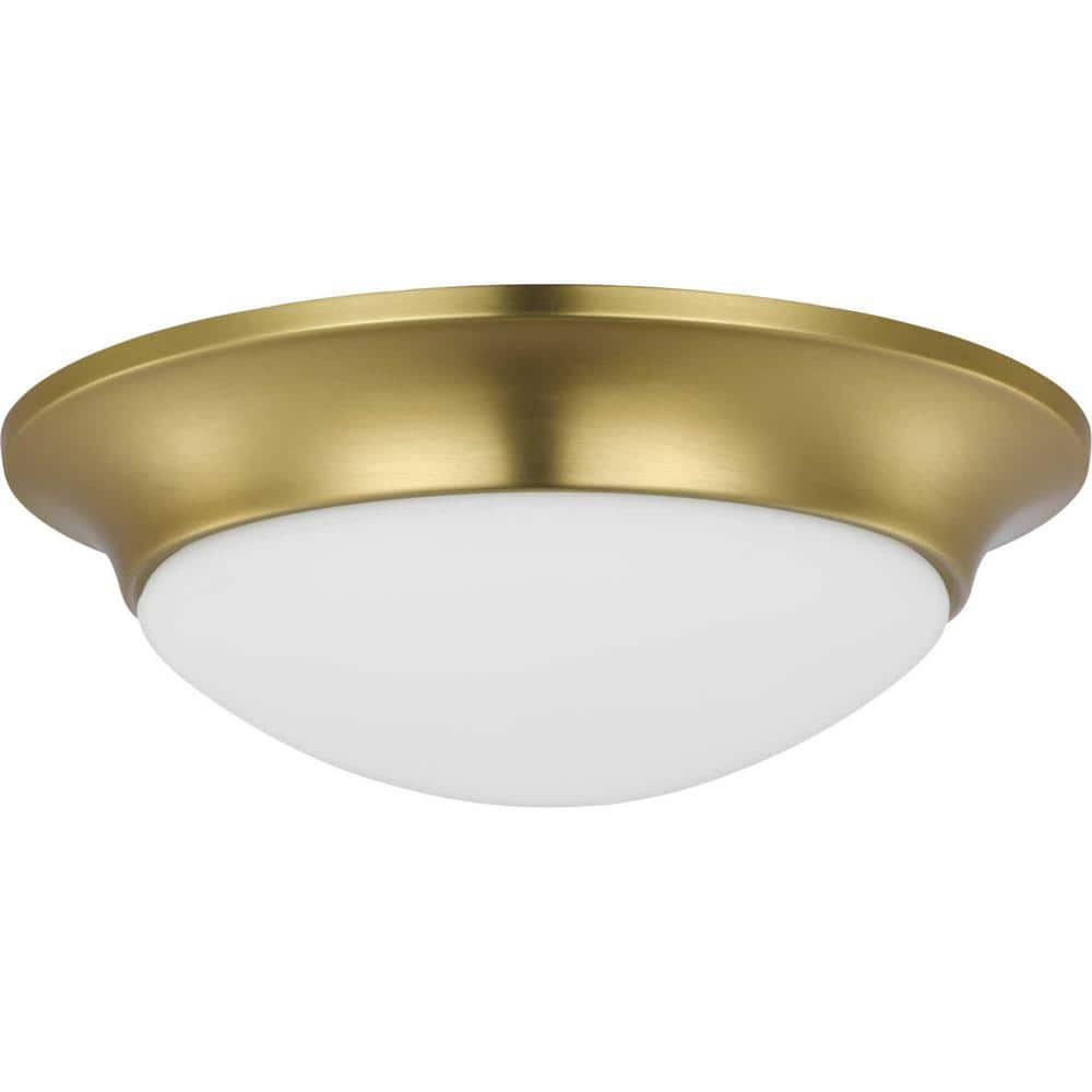 Progress Lighting Etched Glass 11.5 in. Close-to-Ceiling Satin Brass  1-Light Semi-Flush Mount P350146-012 - The Home Depot