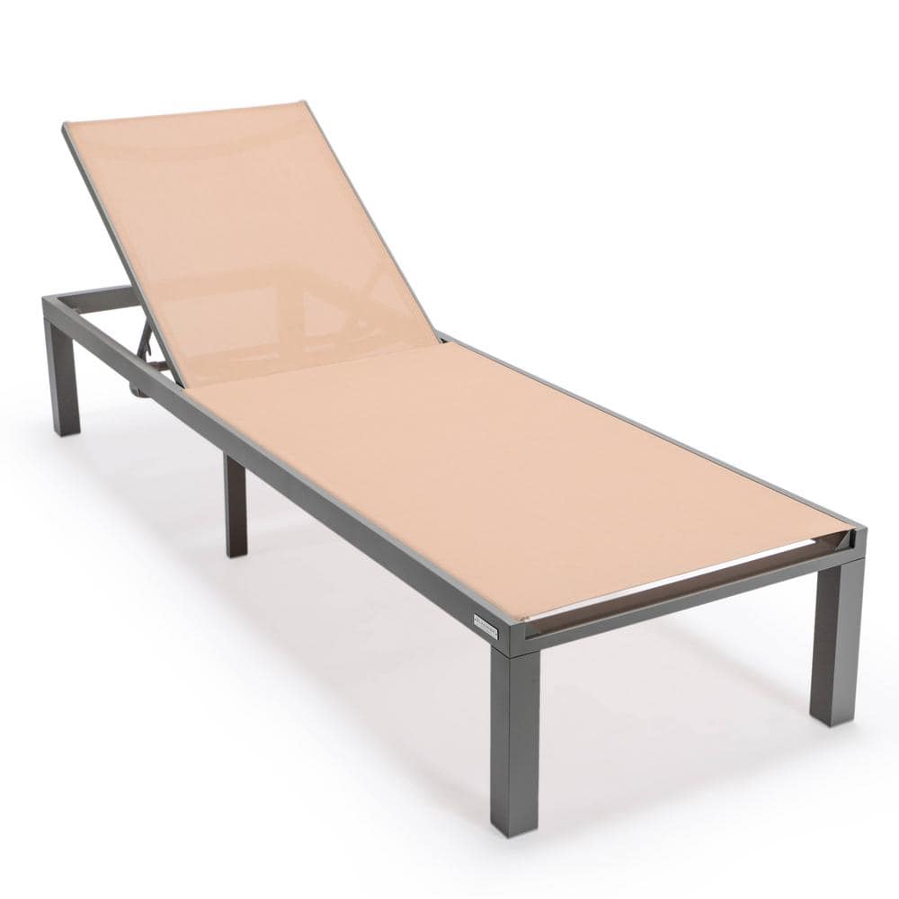 Light Brown Aluminum Armless Patio Chaise Lounge Chair