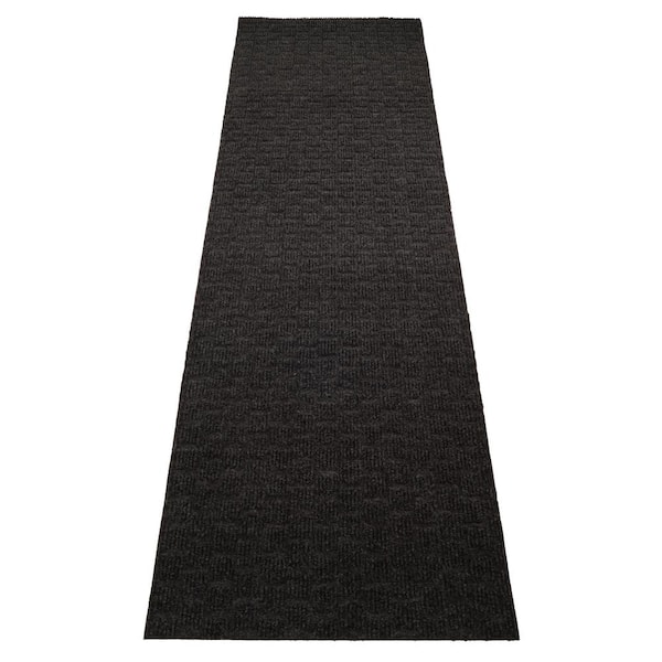 RugStylesOnline Outdoor Custom Size Square Black 36 in. W x 12 in. L Stair Runner 3 sq. ft.