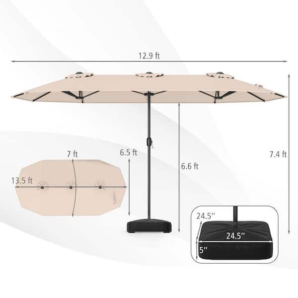 double layer patio umbrella strut assembly 13 ft. Metal Double-sided Patio Umbrella in Beige D0CTY5YV8Z
