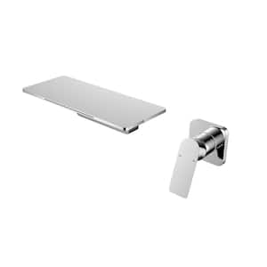 Single Handle Waterfall Bathroom Sink Wall Mounted Faucet in Brushed Chrome