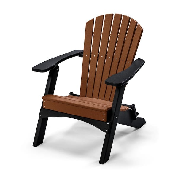 Perfect Choice Classic Cedar/Black Folding Metal Adirondack Chair