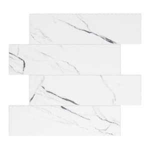 White Marbled Stone 10.83 in. x 11.81 in. SPC Peel and Stick Backsplash Tile (0.9 sq. ft./pack)