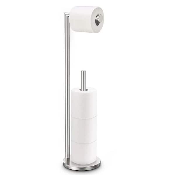 Toilet Paper Holder Stand with Brushed Nickel and Free Standing for Toilet Paper Storage, Brushed Nickel (1-Pack)