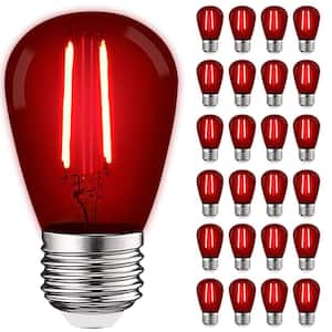 11-Watt Equivalent S14 Edison LED Red Light Bulb, 0.5-Watt, Outdoor String Light Bulb, UL, E26 Base, Wet Rated (24-Pack)