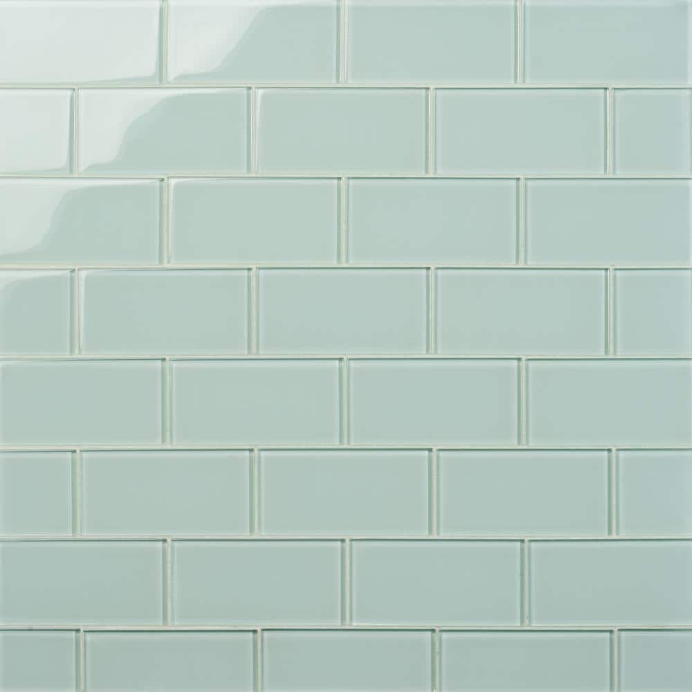 Ivy Hill Tile Contempo Seafoam 3 in. x .31 in. Polished Glass Mosaic ...