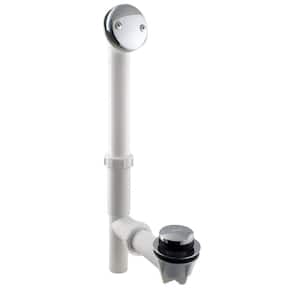 Tip Toe Tubular Bath Waste & Overflow Assembly in White with Polished Chrome Trim