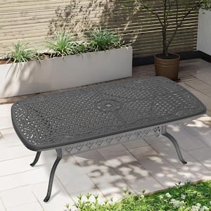 72.44 in. (L) x 35.43 in. (W) Black Rectangle Cast Aluminum Outdoor Dining Table