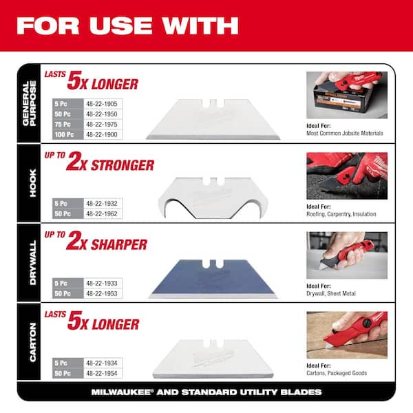 Milwaukee - FASTBACK 6-in-1 Folding Utility Knives with General Purpose Blade