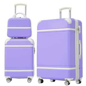 Purple Lightweight 3-Piece Expandable ABS Hardshell Spinner 20" + 28" Luggage Set with Cosmetic Case, 3-digital TSA Lock
