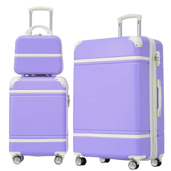 Merax Purple Lightweight 3-Piece Expandable ABS Hardshell Spinner 20" + 28" Luggage Set with Cosmetic Case, 3-digital TSA Lock