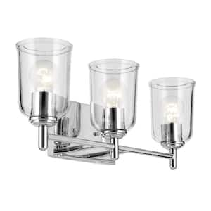 Shailene 21 in. 3-Light Chrome Traditional Bathroom Vanity Light with Clear Glass