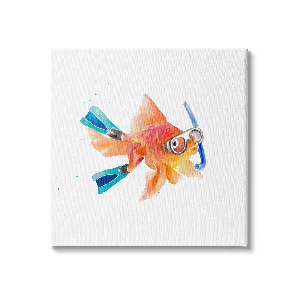 Goldfish Pet Blue Snorkel Gear Funny Swimming Fish by Lanie Loreth Unframed Print Animal Wall Art 36 in. x 36 in. price history on PriceWatchPro