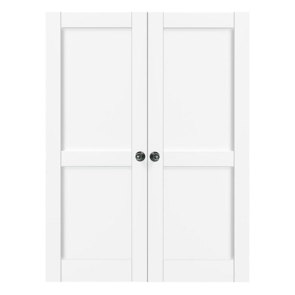 60 in. x 80 in. MDF, Composite, Pre-assembled, Primed, White, 2-Panel Interior Door Slab with Black Goal Doorknob price history on PriceWatchPro