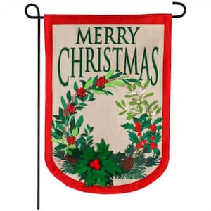 12.5 in. x 18 in. Christmas Branches and Berries Garden Burlap Flag