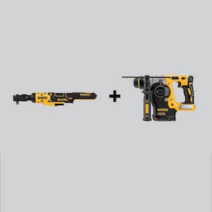 ATOMIC 20-Volt Maximum Cordless 3/8 in. Ratchet and Cordless Brushless 1 in. SDS Plus L-Shape Rotary Hammer (Tools-Only)