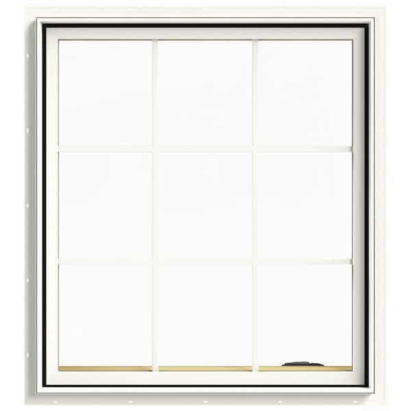 JELD-WEN 36 in. x 40 in. W-2500 Series White Painted Clad Wood Right-Handed Casement Window with Colonial Grids/Grilles