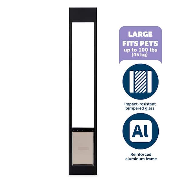 10 1/4 in. x 16 3/8 in. Sliding Glass Pet Door, 1-Piece, Large, Black-81 in.