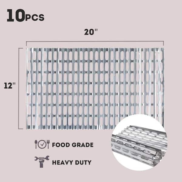 12 in. x 20 in. Aluminum Grill Liners and Toppers for Public Park Grills, Outdoor BBQ, Camping, and Tailgating (10-Pack)
