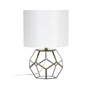15 .50 in. Brass Accented Transparent Octagonal Table Lamp