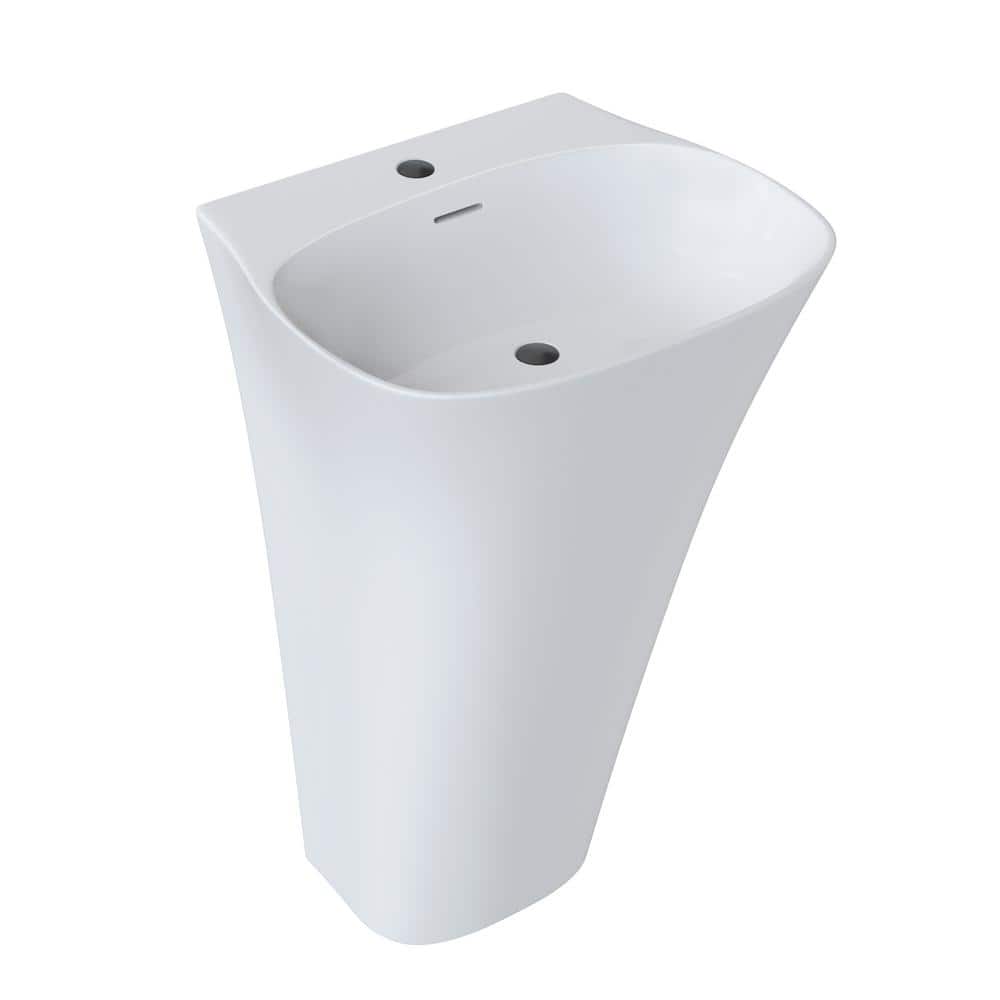 James Martin Vanities Jasper 20 in. Totem Pedestal Sink in Glossy White