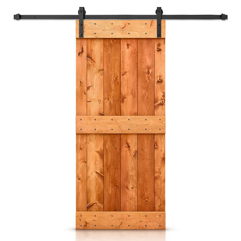 30 in. x 80 in. Mid-Bar Series Solid Core Red Walnut Stained DIY Wood Interior Sliding Barn Door with Hardware Kit price history on PriceWatchPro