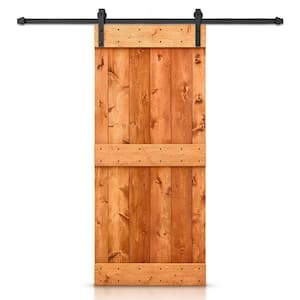 Mid-bar Series 24 in. x 84 in. Pre-Assembled Red Walnut Stained Wood Interior Sliding Barn Door with Hardware Kit
