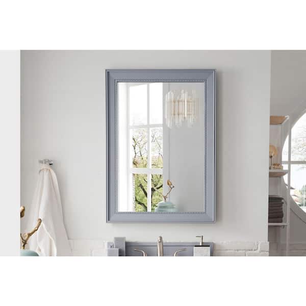 Bristol 29 in. W x 40 in. H Small Framed Rectangular Wall Mount Bathroom Vanity Mirror in Silver Gray