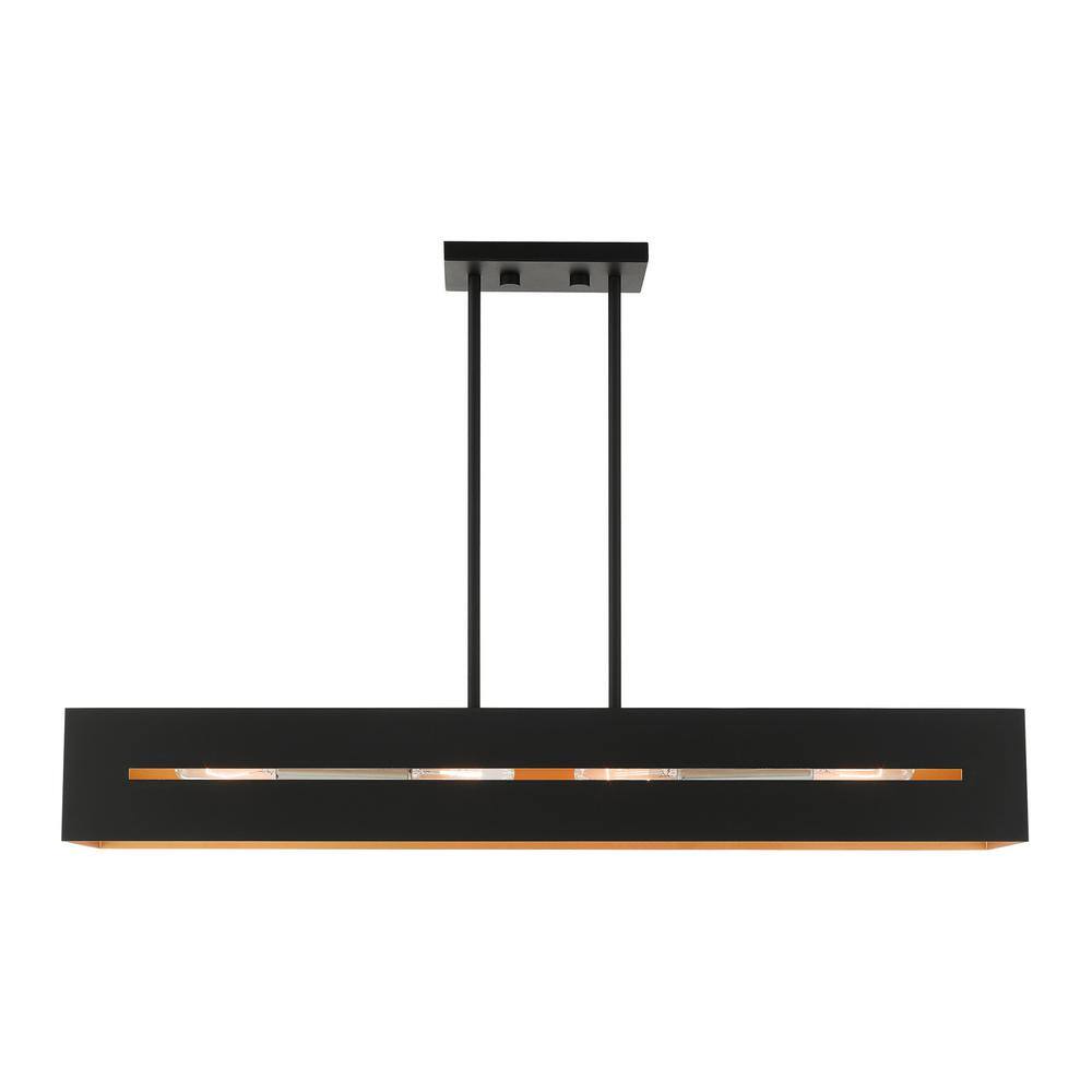 Soma Textured Black and Brushed Nickel 4-Light Linear Chandelier