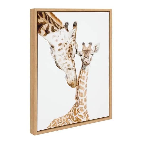 Sylvie "Mother and Baby Giraffe Portrait" by Amy Peterson Art Studio Natural Framed Art Print 18 in. x 24 in.