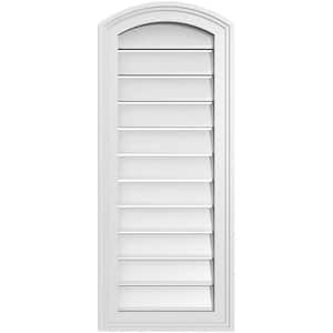 14 in. x 32 in. Arch Top Surface Mount PVC Gable Vent: Decorative with Brickmould Frame