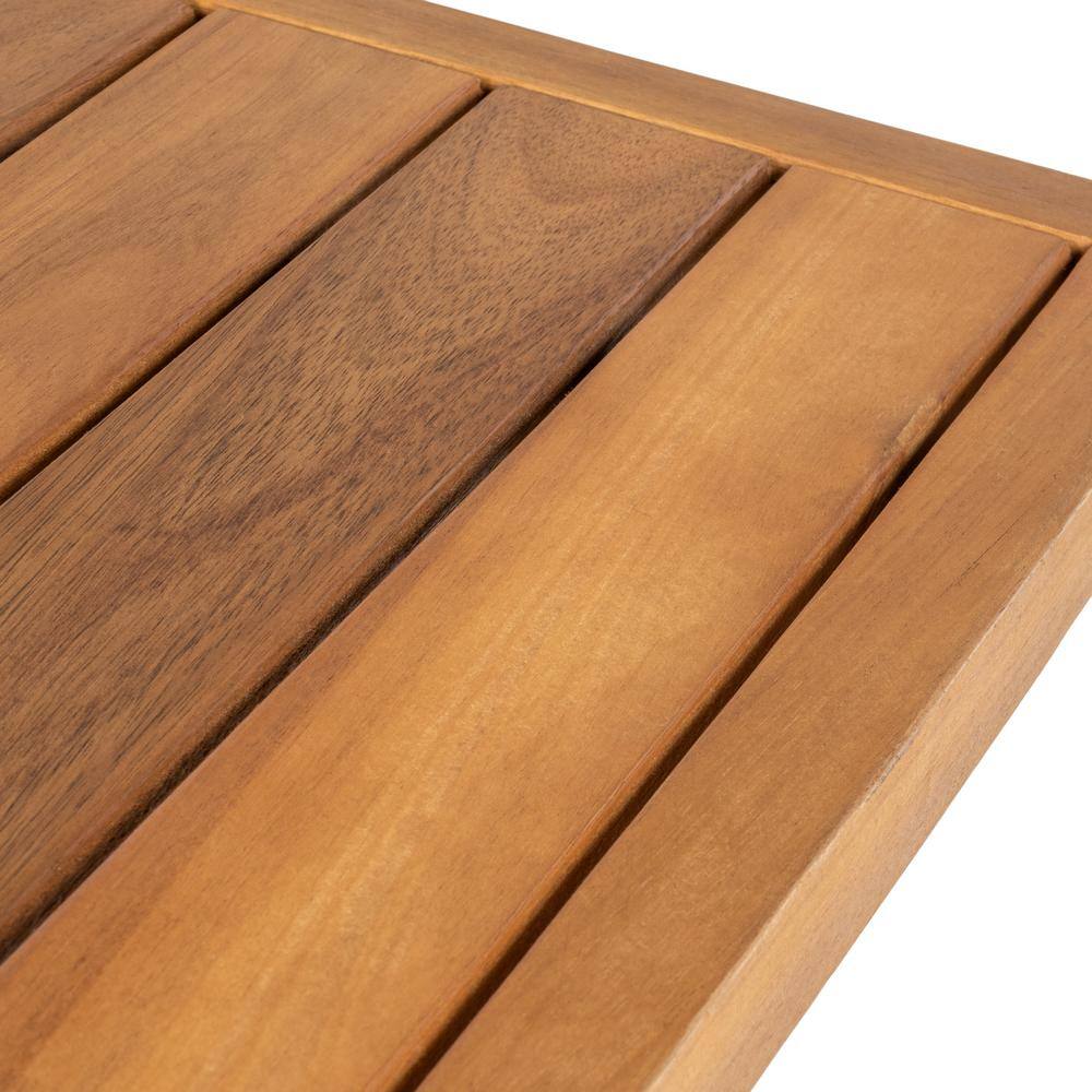 Gray and Teak Brown Acacia Wood 3-Piece Outdoor Bar Set