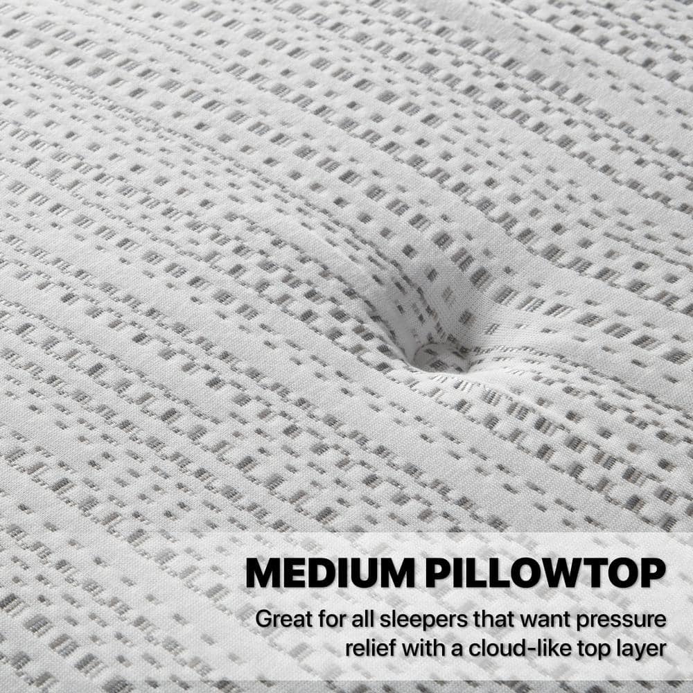 Full Medium Gray Pillow Top Innerspring Mattress Set with Box Spring
