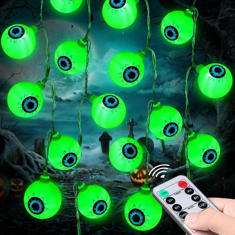 Halloween Decor 30LED 17 ft. Eyeball Halloween String Lights With Timer ...
