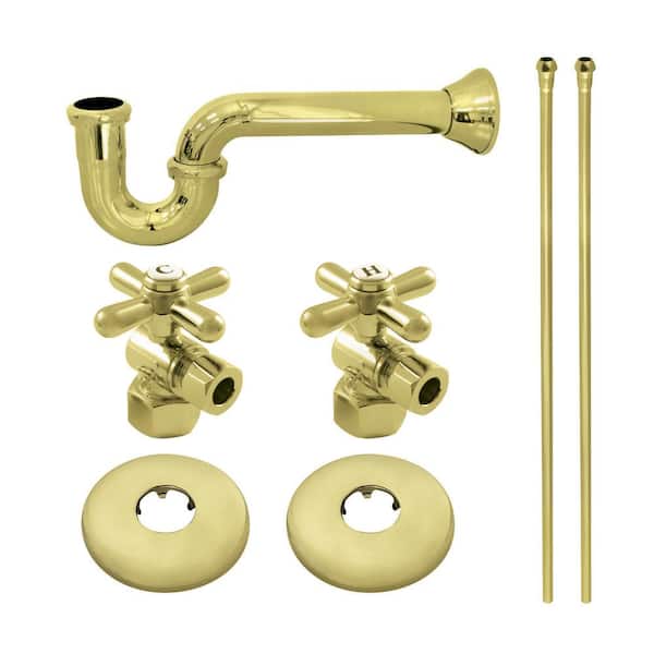 Gourmet Scape Traditional Plumbing Supply Kit Combo 1-1/2 in. Brass with P- Trap in Polished Brass