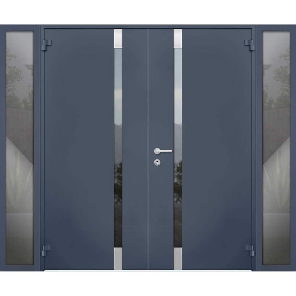 6777 96 in. x 80 in. Left Hand/Outswing 2 Side Tinted Glass Gray Graphite Steel Prehung Front Door with Hardware price history on PriceWatchPro