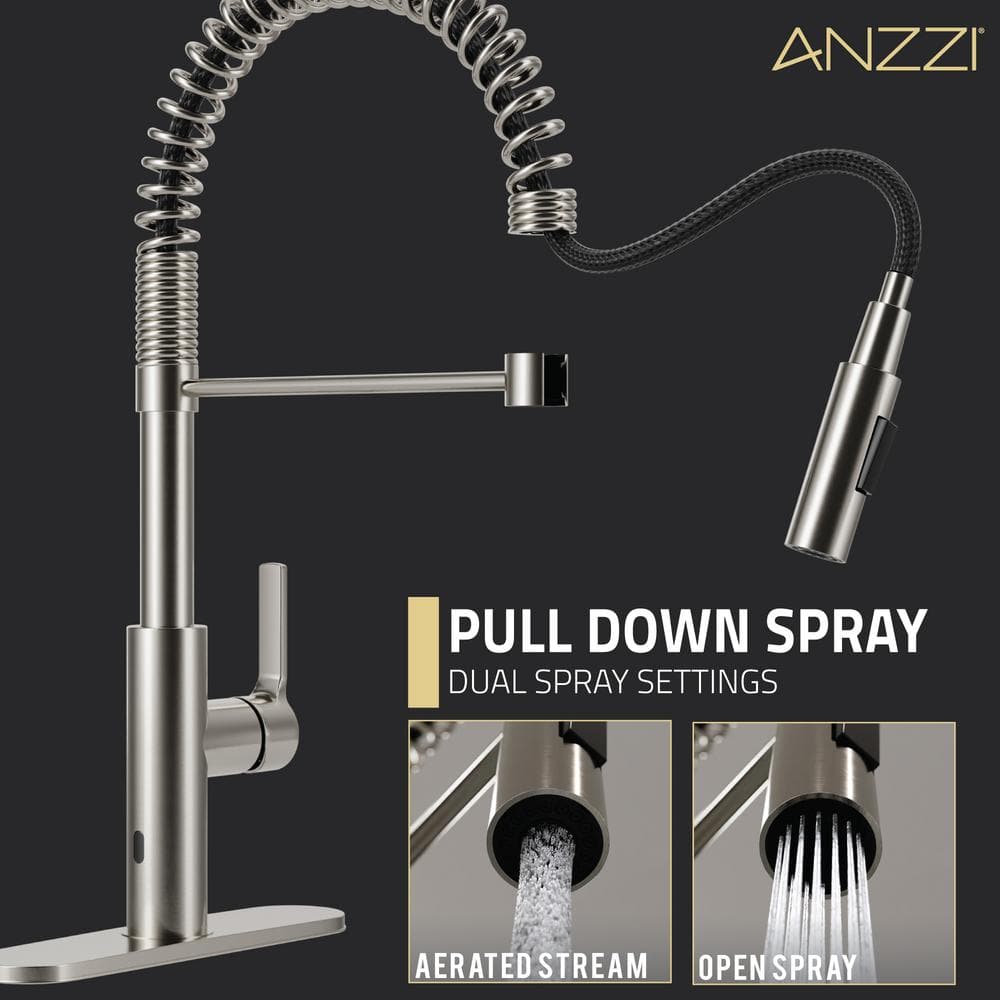 Brushed Nickel Touchless Pull-Down Kitchen Faucet with Motion Sensor