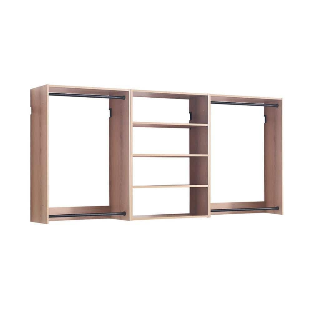 Vedz 31.5-125.98 in. W Brown Tower Unit Wall Mounted Modular 4-Shelf Walk in Wood Closet System