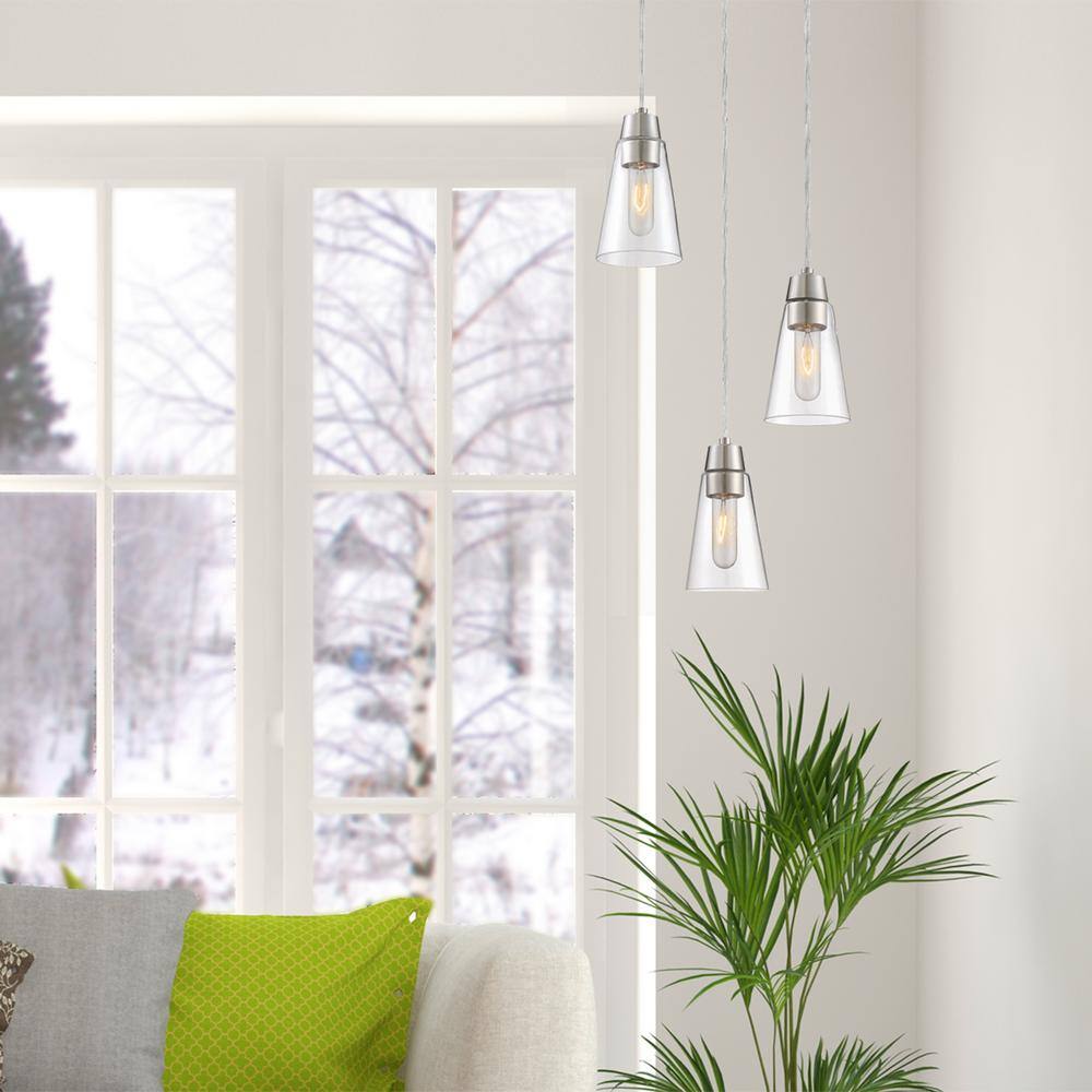 Echo Satin Platinum 3-Light Mini Pendant with Clear Glass