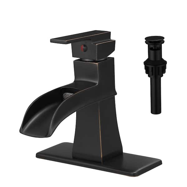 Boyel Living Centerset Single Handle Deck Mounted Bathroom Faucet with Deckpalte and Pop-up Drain in Oil Rubbed Bronze