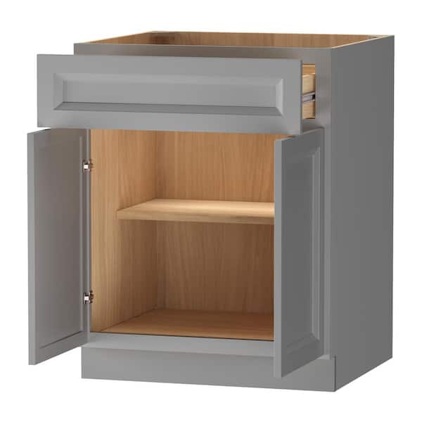 Keyport Shaker 27 in. W x 24 in. D x 34.5 in. H in Charcoal Plywood Tool-Free Ready To Assemble Base Kitchen Cabinet