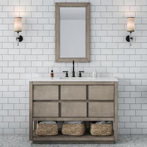 Oakman 48 in. W x 22 in. D x 34.3 in. H H Bath Vanity in Grey Oak with Marble Top with White Basin