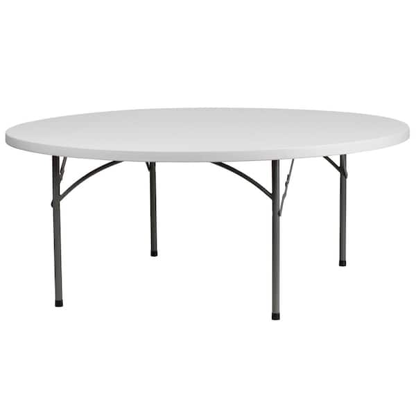 Kathryn 72 in. L Round Granite White Plastic Top Event Party Folding Utility Tables seats 10