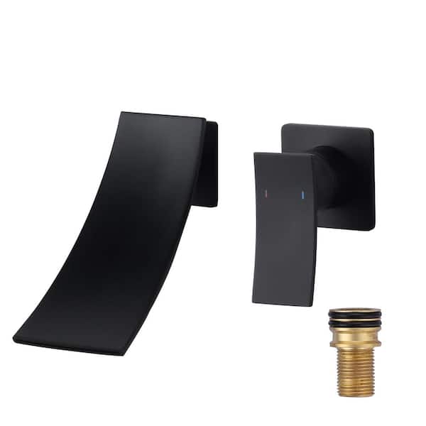 WOWOW Single Handle Wall Mounted Bathroom Basin Faucet in Black